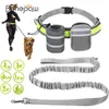 Benepaw Reflective Handsfree Dog Leash With Two Storage Bags Adjustable Waist Elastic Pet Running Leash For Medium Big Dogs 210729