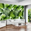 Personnalisé 3D Papier Peint Murale Forêt Tropicale Tropicale Feuilles De Bananier Po Peintures Murales Salon Restaurant Café Toile De Fond Papier Peint Peintures Murales 210722