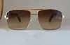 ATTÉRIE Squêtes de soleil carrés de soleil en métal Gold Brown Gradient Men Pilot Sun Glasses UV400 Protection Eye Wear With Box234Z