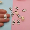 10st söta panda örhängen hängsmycke emalj charms diy smycken fynd kawaii halsband armband dangle små tillbehör 10 * 18mm