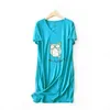 Casual Cartoon nightgowns women Short sleeve night Summer sweet knit 60% sleepwear dress pyjamas plus size