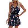 Sexy Rückenless Spaghetti Armband Boho Print Mini Frau Kleid 2021 Sommer lässige Floralparty Plus Größe Kleider für Frauen Robe Femme x0521