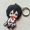 Anime Attack på Titan Eren Cosplay Keychain Soft Rubber Mikasa Levi Wings of Liberty Symbol Kids Key Holder Trinket Gift 30pcslot5571083