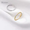 925 Sterling Silver Glittering Zircon Minimalist Stackable Gold Color Finger Slim Ring for Women Fine Jewelry 210707