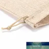 10st Mini Jute Drawstring Burlap Väskor Bröllop Favoriter Party Julklapp Smycken Hessian Sack Pouches Packing Store Bag Fabrikspris Expert Design Kvalitet