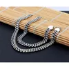 s Korea Vintage 100 925 Sterling Silver Men Pendant Necklace 10MM 18 26 inches Chain Fashion Punk Hip Hop Jewelry2694600