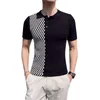 Summer Men's Knitted POLO Shirt Ice Silk Short Sleeve Polo Palid Splicing Business Casual POLO Shirt Streetwear Men Clothes 210527