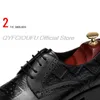 Handgjorda Mens Krokodil Klänning Skor 100% Kalv Läder Oxford Black Lace Up Luxury Brogue Bröllopsfest Formella skor för män