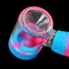 5'' hand pipe water Smoking Pipes tobacco Croissant silicone hose joint with glass bowl wax burner