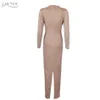 Herbst Luxus Perlen Elegante Promi Abend Party Kleid Frauen Sexy Nude Schwarz Langarm Bodycon Club Kleider 210423