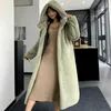 Winterjas vrouwen faux konijn haar bontjas Koreaanse hooded imitatie mink haar lange jas losse dikke warme faux bont jas tij 210927