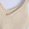 Women Sweet Fashion Hollow Out Cropped Knitted Tank Tops Vintage V Neck Wide Straps Female Camis Mujer 210521