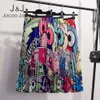 JOCOO Jolee Kobiety Fahsion Cartoon Wzór Plisowane Spódnice Lato Wysoka Talia Casual Szyfonowe Koszule Midi Plus Rozmiar A-Line Spódnice 210518
