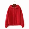 Winter Japanse Mode Vrouwen Fleece Oversized Hoodie Sweatshirts Rode Hooded Jasje Dames Pullovers voor Vrouwelijke 210607