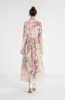 Robe de piste pour femmes O Neck manches longues imprimées robes maxi florales avec Scarlf Party Prom