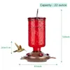 2022 Ny Pet Bird Supplies Glass Hummingbird Feeders för utomhus, 5 matningsstationer, 22 uns, röd flaska Gravity matad kycklingmatare Ingen avfall kyckling