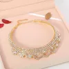 Jewelry Sets Luxury designer Bracelet Women Shining Rhinestone Necklace Earrings Wedding Party Banquet Set