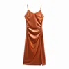 Spring Women Side Slit Velvet Suspender Midi Dress Female V Neck Slim Clothes Casual Lady Vestido D7123 210430