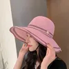 bucket hat Striped lace fisherman's big cornice cute girl fashion shopping concave knitted