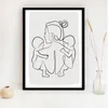 Ritratto di famiglia Mamma Due Baby Art Line Drawing Poster Astratto Minimalista Parete Stampa su tela Pittura Vivaio Immagini decorative Dipinti