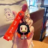 Anime Q Demon Slayer Keychain Strap Silicone Dos Desenhos Animados Tanjirou Chaveiro Chaveiro Keyring Nezuko Zenitsu Menino Menina Saco Pingente Presentes G1019