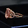 Cluster Rings 100% 925 Sterling Silver Natural Stone Ring Romantic 10ct Morganite Diamond Wedding Party for Women Solid Fine Jewel211e