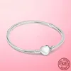 925 Sterling Silver Coeur Serpent Chaîne Bracelet Pour Femmes Fit Original Charme Perles Bijoux Cadeau