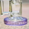 Bong in vetro colorato spesso e collo piegato da 8 pollici Pipa da fumo viola Riciclatore Olio in vetro Dab Rigs Percolatore Tubi dell'acqua Giunto femmina con ciotola trasparente da 14 mm per fumatori