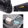 Soboba vattentät svart blöja väska slät läder large kapacitet sjuksköterska byte ryggsäck för född baby med 2 band 211025