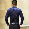 Design Male Casual See Through Shirts Hollow Floral Long Sleeve Clothes Mens Sexy Transprant Dress Shirt Men's