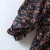 Women Summer Vintage Pleated Dress Wrist Sleeve O Neck Floral Print Fashion Female Street Elegant Mini Vestidos 210513