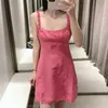 Dress Woman Pink Linen Slip Mini Women Backless Ruched Strap Short Summer es Bow Tied Sexy es 210519