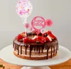 Gelukkige verjaardagscake toppers decoratie papier fans acryl cupcake topper confetti ballon decoraties set