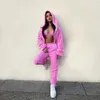 Kvinnor Tracksuit Rose Velvet 3 Piece Set Toppar Byxor BRA TRACKSUITS Kvinnor Söt sexig Slim Långärmad Hooded Zipper Passar Mode Kläder Kläder