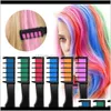 Pettine di colore del gesso per capelli temporaneo portatile 6 colori / set pettine di colore dei capelli lavabile cosplay per trucco da festa Jb7Tj Goxlk