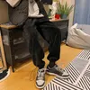 Calças masculinas shujin homem casual laço perna mulher corduroy cor sólida cor de tamanho grande calças quentes coreanas streetwear 2021