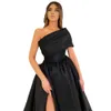 Black 2022 One Shoulder Organza Evening Prom Dresses Sleeveless vestidos de fiesta Side Split Party Ball Gown