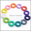 その他の緩いビーズのジュエリーシレドーナツペンダント4mラウンドサークルTeether Ringネックレスフードドロップデリバリー2021 6UAXT