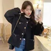 Women's Jackets Black Small Fragrance Thickened Imitation Lamb Wool Coat Clothing Autumn And Winter 2021 Korean Man Top