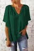 Kvinnors V-Neck Half Sleeve Loose Toppar Ladies T-tröja 25112686