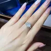 Anello a forma di cuore con acquamarina cz Anello in argento sterling 925 Anelli di fidanzamento per fedi nuziali per donna, uomo, gioielli per feste