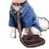 Vintage tryckta husdjur Collar Leashes kostym PU Läder Hundkrage Tillbehör Corgi Pug Teddy Puppy Tillbehör