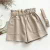 Autumn High Waist Women's Cotton Shorts With Sashe Korean Style Wide Leg A-line Solid Woolen Loose Thick Warm Boots