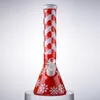 Estilo de Natal Xmas Cachininha Beaker Glass Bongs Big Tube Straight Pitaco de Gelo Pitador Dab Rigs Espinhas Tubos de Água de Vidro Tubos de Água 18mm Junta Feminina Com Downstem Bowl