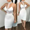 Tweedelige jurk 2021 vrouwen set kleding sexy nachtclub 2 kant bodycon crop top en rok bandage party kleding