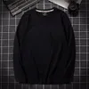 Осенняя мужская футболка 100% хлопок с длинным рукавом Тонкий т- мужской чистый цвет Высококачественные случайные тройники белый плюс размер 5xL 220309
