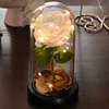 Eternal Flower Rose Glass Cover LED Light Rose Artificiell blomma i kupol för julmors Alla hjärtans daggåva 210624