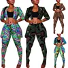 Women's Two Piece Pants Afrikanska Kvinnor Ställer ut Tryck Långärmad Blazer Jacka Passar Office Lady Elegant 2 Set Business Outfits Afrika Kläder