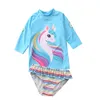 16 styles enfants deux pièces longues 3D sirène ananas flamants roses maillots de bain filles body maillots de bain enfant bikini à volants plage sport bain7904796