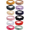 Miękkie stałe kolorowe opaski na głowę Akcesoria do włosów Zwykły pałąk Vintage Kobiety Hairbands Cross Top Knot Elastic Hairband M3710